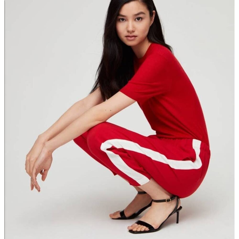 Babaton Red white striped joggers S